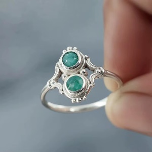 Wholesale 925 Sterling Silver Green Emerald <b>Ring</b> Natural Emerald Gemstone Minimalist <b>Dainty</b> <b>Ring</b> May Birthstone Fine Jewelry - Product Image 5