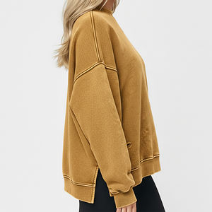 Sweat-shirts à manches longues en molleton 100% coton, coupe oversize, effet délavé, personnalisables avec logo imprimé DTG, col rond, OEM/ODM - Product Image 3