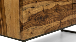 Buffet minimaliste en chêne massif avec poignées métalliques, design moderne fait main, meuble de salon - Product Image 3