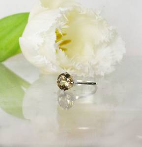 Moissanite 3CT Yellow Champagne Round Cut <b>Solitaire</b> <b>Ring</b> Authentic 925 <b>Silver</b> Fine Jewelry Romantic Style For Engagement - Product Image 1