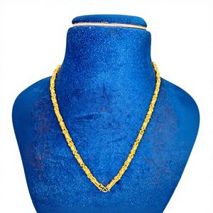 Collar de cadena de eslabones elegantes de oro amarillo macizo de 22 quilates para hombres y mujeres, cierre de gancho en S cilíndrico, joyería fina tradicional india. - Product Image 1