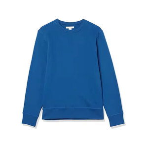 Sweat-shirt unisexe bleu à col rond, coupe classique, tricoté, couleur unie, décontracté, manches longues, haut uni teint, pour homme - Product Image 1