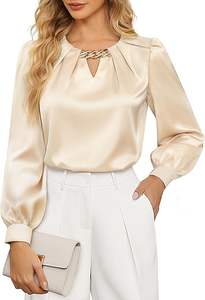 Womens Blazer <b>Top</b> Short Premium Solid Pattern <b>Butterfly</b> Sleeve Loose Satin Silk Casual Style Anti Pilling - Product Image 3