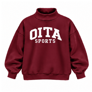 เสื้อสเวตเชิ้ตคอเต่าทรงโอเวอร์ไซส์สีเบอร์กันดี แบบยูนิเซ็กส์ ทรงหลวม แขนยาว เนื้อผ้าหนา พิมพ์ลายตามสั่ง สไตล์ลำลองแนวสตรีทแวร์ - Product Image 1