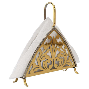 Porte-serviettes en métal doré avec motif floral triangulaire, distributeur de mouchoirs de table et support à serviettes pour table à manger, cuisine, restaurant - Product Image 4