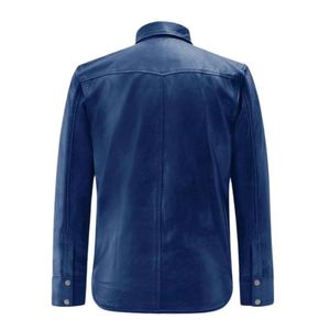เสื้อเชิ้ตหนังแกะคุณภาพพรีเมียมสำหรับผู้ชาย แฟชั่นระบายอากาศได้ดี ทรงเข้ารูป สวมใส่สบาย สไตล์สตรีท รับผลิตตามแบบ OEM - Product Image 4