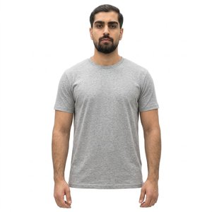 Men's Black <b>Cotton</b> Regular Fit O-Neck T-Shirt Short Sleeve Solid Color Front Logo Streetwear Jersey Knitted <b>Fabric</b> - Product Image 5