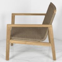 Fauteuils en teck séché au four pour salon, style scandinave, mobilier d'appoint en corde tressée pour villa et club, fournisseur compétent de Jepara