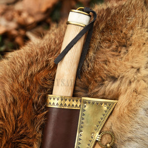 Cuchillo Vikingo de Acero de Damasco Premium, Hoja Fija, Mango de Madera Natural y Hueso, Cuchillos para Campismo al Aire Libre - Product Image 5