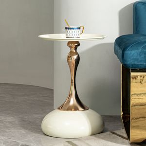 <b>Small</b> Round White Side <b>Table</b> for <b>Small</b> Spaces-Perfect Cocktail or Living Room <b>Coffee</b> <b>Table</b> - Product Image 2