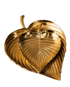 Ensemble de 2 plateaux de service en forme de feuille d'or assiettes décoratives pour salle à manger et événements plateaux de service en feuille d'or assiettes décoratives uniques - Product Image 1