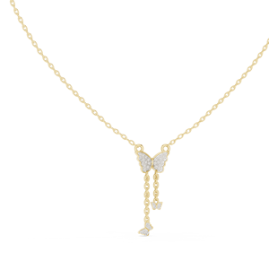 Delicado colgante de mariposa con diamante cultivado en laboratorio, engastado en oro amarillo macizo de 18 quilates, para compromiso, fiesta, San Valentín, uso diario, para mujer. - Product Image 1