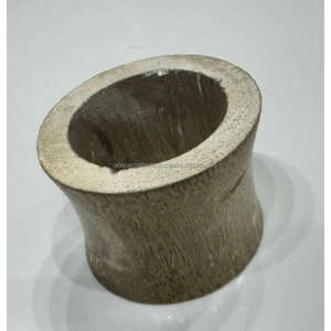 Anneaux de serviette géométriques en bois gris à pois, écologiques, peints à la main, décoratifs pour table de salle à manger moderne, mariage, fête - Product Image 2