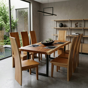 Niwara Modern Dining Room Furniture Set 6 Block Chairs Durable <b>Adjustable</b> Iron <b>Leg</b> <b>Table</b> for Home Hotel Kitchen Dining Room Use - Product Image 6