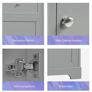 Mobile da Bagno da 20 Pollici con Anta a Chiusura Ammortizzata, Lavabo, Ripiano Portaoggetti e Mensole Regolabili - Elegante Mobiletto da Bagno - Product Image 6