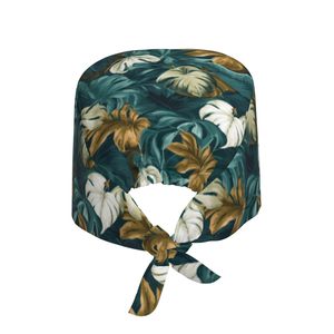 Tropical Leaf Print <b>Scrub</b> <b>Cap</b> Cotton Polyester Woven Unisex Hospital Accessory - Product Image 2