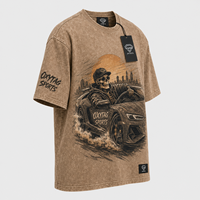 T-shirt graphique surdimensionné vintage délavé à l'acide, en coton épais, à épaules tombantes, style streetwear pour homme – Vente en gros personnalisée