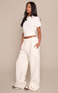 Pantalon de jogging ample beige personnalisé pour femme, en polyester et coton, coupe décontractée, surdimensionné, vente en gros, OEM - Product Image 6
