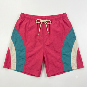 Ensemble de survêtement personnalisé pour homme, coupe-vent rose, bleu et blanc, avec veste en polyester tricoté et short, idéal pour l'été - Product Image 4