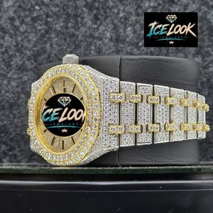 Montre Homme de Luxe ICELook Dernière Collection, Acier Inoxydable 41mm, Quartz Analogique, Verre Saphir, Affichage de la Date, Bracelet Incrusté de Diamants, Poussoir - Product Image 2