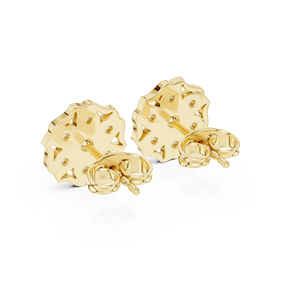Pendientes de Diamantes Cultivados en Laboratorio con Corte Redondo, Oro Sólido de 14K/18K, Diseño de Flor con Siete Piedras, 0.45CT DEF VVS, Regalo de Aniversario, Venta al Por Mayor - Product Image 5