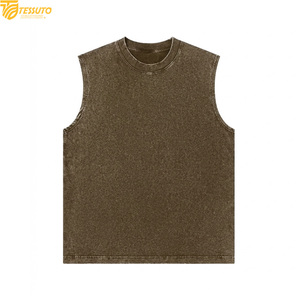 Custom Vintage Acid Wash Tank Top Men's Heavyweight Cotton Muscle Shirt Sleeveless Streetwear Plain Blank Tank Top Manufacturer - Product Image 3