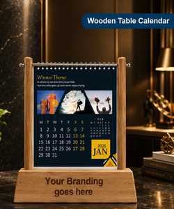 Calendario de Escritorio de Madera Personalizado, Calendario de Mesa Perpetuo de Madera de Lujo, Regalo Corporativo Personalizado - Product Image 1