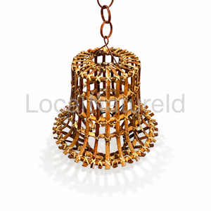 Abat-jour suspendu en rotin brun fait main, finition naturelle, lampe suspendue rustique bohème, lumière décorative d'intérieur - Product Image 3
