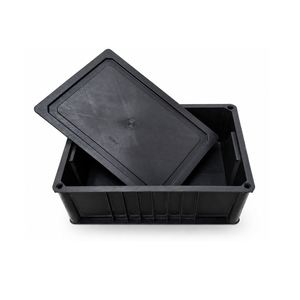 Black Rectangle PP <b>Plastic</b> Storage Box Stackable Industrial <b>Container</b> for Workshop and <b>Food</b> Packaging - Product Image 3