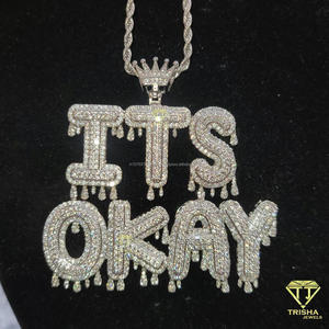 Collar de Lujo con Letra SPE, Colgante de Moissanita Totalmente Cubierto de Diamantes, Chapado en Oro de 18k, Certificado GIA, Joyería Hiphop Streetwear para Hombre - Product Image 6