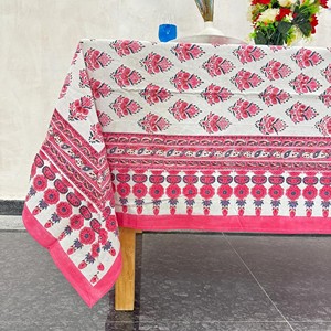 Vintage Indian Floral Block Print Premium Quality Handmade Cotton Tablecloth Square <b>Covers</b> Napkin/Placemat/Runner Modern Party - Product Image 1