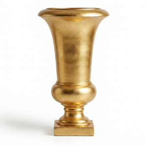 Urne de jardin en aluminium bronze au design moderne avec base carrée, sculptée à la main, pour la décoration de plantes vertes en extérieur - Product Image 2