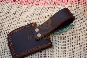 Couteau à découper artisanal en acier Damas avec manche en résine et étui en cuir, pour extérieur, EDC, DIY, OEM, vente en gros - Product Image 5