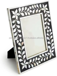 Cadre photo en bois vintage moderne avec incrustation florale faite à la main, couleur personnalisée, taille sur mesure, mariage, prix bas - Product Image 2