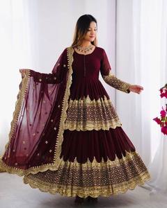 Beautiful Four <b>Colour</b> Party Wear Look Top and Lehenga and Dupatta With Heavy Embroidery Work <b>Set</b> kaftan dresses women - Product Image 4