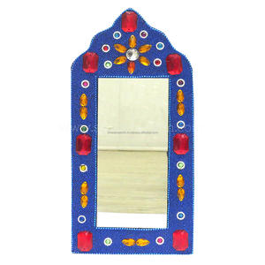 Miroir mural rectangulaire en perles de pierre rose, attrayant, pour la décoration artistique des murs de la maison - Product Image 4