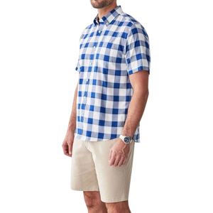 เสื้อเชิ้ตแขนสั้นลายตารางหมากรุกสำหรับผู้ชาย ผ้าฝ้ายทอลายสก็อต สวมใส่สบาย น้ำหนักเบา ระบายอากาศได้ดี เหมาะสำหรับฤดูร้อน รับผลิตแบบ OEM ODM ขายส่ง คอตั้ง - Product Image 5