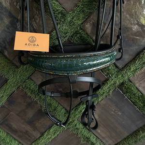 Bridon de luxe en cuir anatomique pour cheval, frontale en cristal vert, nezette en crocodile, dressage, personnalisé OEM ADIBA OVERSEAS - Product Image 2