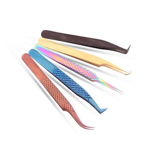 Factory Direct Stainless Steel Eyelash Extension Tweezers Extra Sharp Point Hand Made for Precise Facial <b>Makeup</b> Tool - Product Image 2