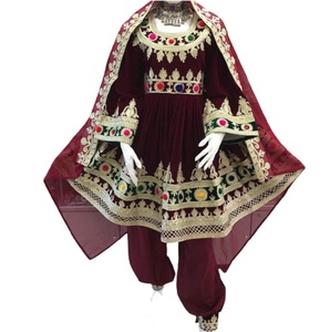 Robe afghane vintage en gros pour femmes, en mousseline de soie et dentelle, manches évasées, respirante, style original Kuchi, tenues afghanes, style indien Banjara - Product Image 1