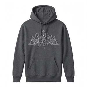 <b>Men's</b> Heavyweight Dark <b>Grey</b> Cotton Pullover Hoodie Custom Geometric Graphic Print Street wear Fleece <b>Sweatshirt</b> Winter Casual - Product Image 1