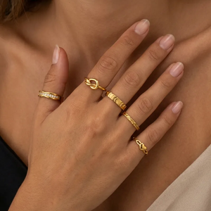 Modern Geometric Inlay Stainless Steel <b>Ring</b> 304 with 18K Real Gold PVD Coated Plating Fashion Jewelry <b>Statement</b> <b>Rings</b> for Women - Product Image 1