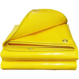 Bâche jaune 18x15 de qualité commerciale 150 gsm tissu tissé en polyester imperméable enduit style uni poids lourd 200gsm - Product Image 6