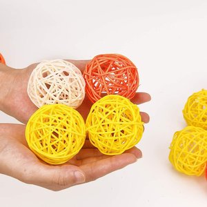 Boules en rotin pour décorations de table de Noël, différentes couleurs, boules suspendues, ornements pour sapin. - Product Image 6