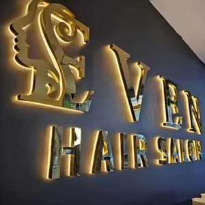 Insegna LED Personalizzata <span class=keywords><strong>in</strong></span> Acciaio Inox, Logo 3D Tagliato al Laser, Decorazione Murale Esterna, Lettere LED Impermeabili - Product Image 4