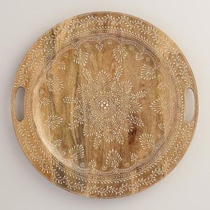 Juego de Bandejas Decorativas de Madera de Lujo, con Laterales Tallados, para Servir en la Mesa del Hogar, Exhibir en Fiestas y Eventos, Bandeja Elegante - Product Image 4