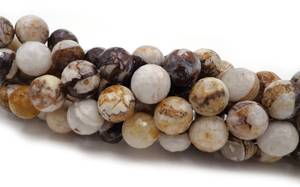 ลูกปัดหินแจสเปอร์ลายม้าลายสีน้ำตาลธรรมชาติทรงกลมเหลี่ยมเพชรพลอย สีน้ำตาลขาวสวยงาม คุณภาพสูง - Product Image 2