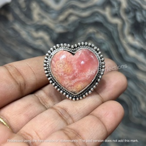 Bagues tendance en forme de cœur en argent sterling 925 avec rhodochrosite, style religieux, bijoux à la mode pour femmes, prix d'usine - Product Image 2