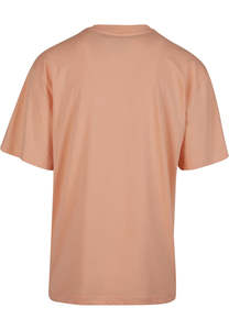 เสื้อยืดโอเวอร์ไซส์สีพีชสำหรับผู้ชาย ผ้าฝ้าย 100% ทรงหลวมไหล่ตก พิมพ์โลโก้ตามสั่ง เสื้อยืดสตรีทแวร์เรียบง่าย รับผลิตแบบ OEM จำนวนมาก - Product Image 5