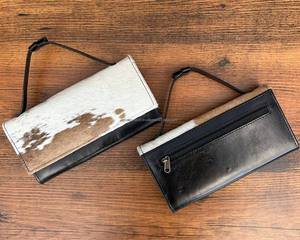 Nouvelle vente chaude Designer en cuir de vachette véritable pochette sac à main pochette portefeuille cheveux noirs sur cacher portefeuilles en cuir cadeau pour les femmes - Product Image 5